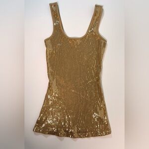 Express Gold Sequin Tank Top XS Sleeveless Party Clubwear Sparkly Camisole party